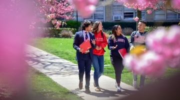 Students walking on campus