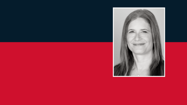 Maryssa Miller headshot on a red and blue background